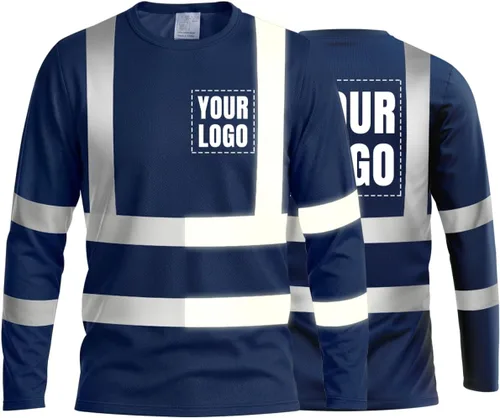 Vista 28 de La alta visibilidad reflexiva de las camisetas de la seguridad del logotipo de encargo Hola Vis de Verde neón - Estilo 8