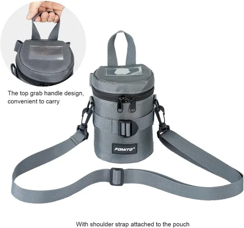 Vista 6 de FOMITO Funda protectora resistente al agua para lente de cámara, tamaño M, con bolsillo de malla, compatible con Canon EF-S de 0.669-2.165 in, Nikon