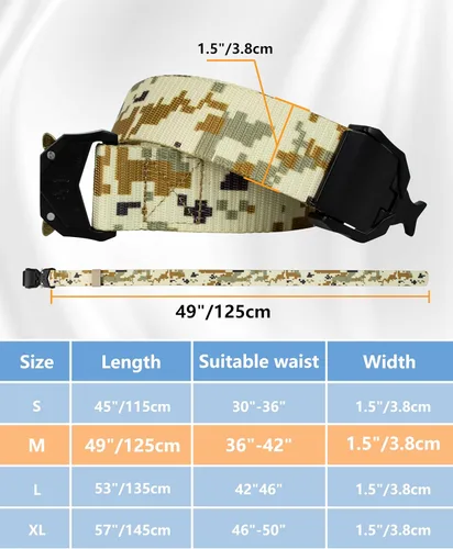 Vista 7 de WOLFHUNT Cinturón táctico para hombre, 2 unidades, cinturón de nailon resistente, hebilla de metal resistente, aparejador militar de senderismo