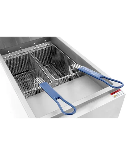 Vista 7 de CookRite ATFS-40 Freidora comercial con cestas, 3 tubos de acero inoxidable, freidoras de piso de gas natural, 102000 BTU