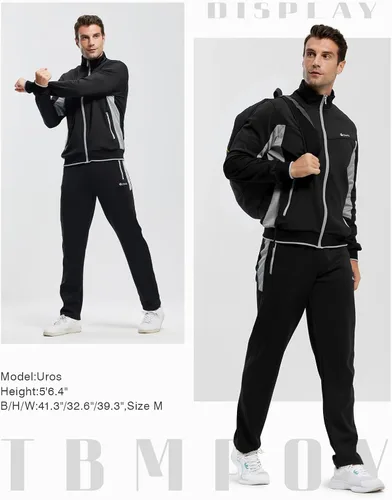 Vista 7 de TBMPOY Chándales para Hombres Conjuntos Deportivos para Hombres Conjuntos de Chándal de 2 Piezas Casuales Atléticos para Jogging Calentamiento