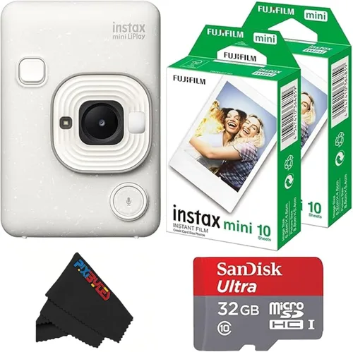 Vista 11 de Fujifilm Mini cámara instantánea híbrida LiPlay con mini película (bronce profundo, con 20 hojas de película)