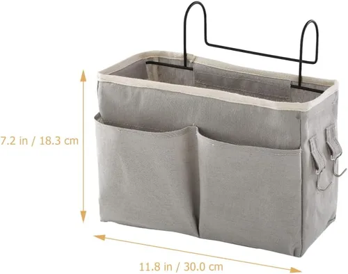 Vista 2 de LIFKOME Bolsa de almacenamiento colgante de lona para mesita de noche, cesta de almacenamiento de tela, organizador de ropa de bebé, apilador
