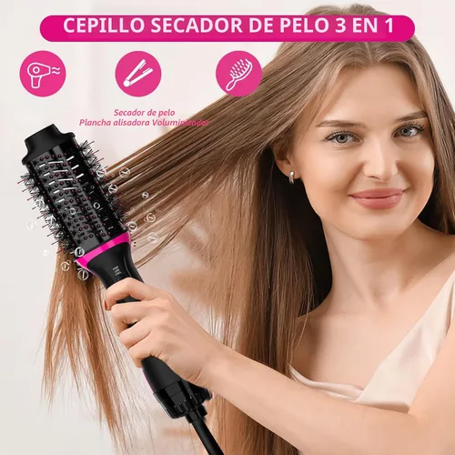 Vista 2 de Cepillo secador de pelo en uno, cepillo profesional de aire caliente 4 en 1, secador de pelo de un solo paso y estilizador voluminizador con iones