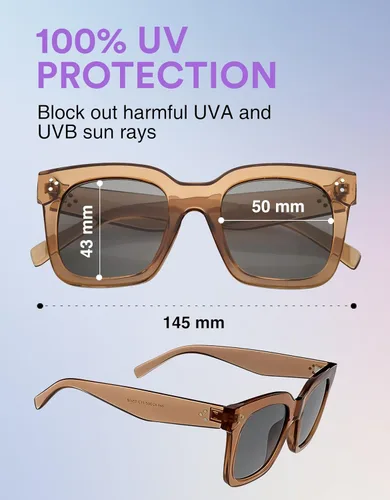 Vista 18 de zeroUV - Gafas de sol cuadradas retro de moda de gran tamaño para mujer estilo vintage 1.969 pulgadas