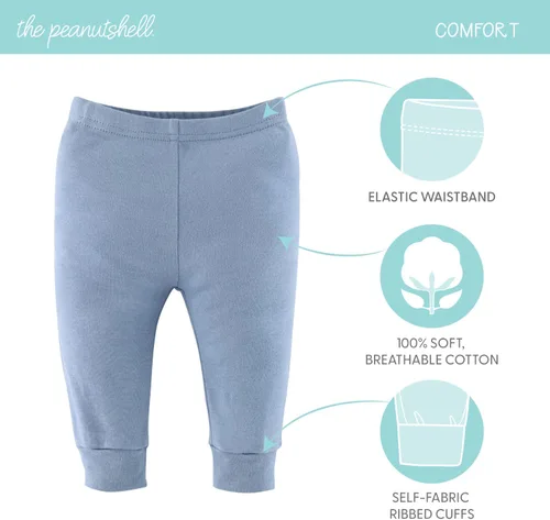 Vista 2 de The Peanutshell Pantalones de bebé para niños, camuflaje azul, paquete de 5