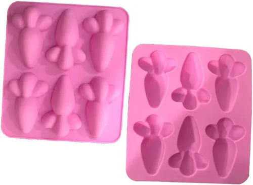 Vista 2 de ASkinds Molde de chocolate con zanahoria de Pascua, 6 cavidades, bandeja de silicona antiadherente para chocolate, molde para hornear bricolaje