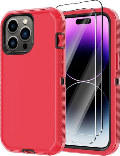 Vista 11 de Funda para iPhone 14 Pro Max con 2 protectores de pantalla, resistente de servicio pesado a prueba de golpes, protección contra caídas, resistente