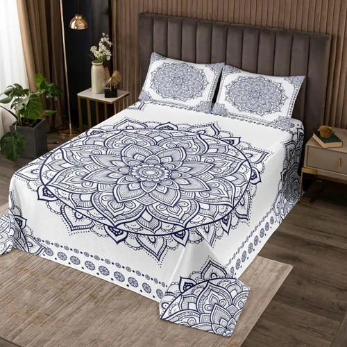 Vista 15 de Erosebridal Juego de colcha de mandala rosa tamaño individual para niñas y mujeres, juego de ropa de cama floral hippie juego de colcha estética