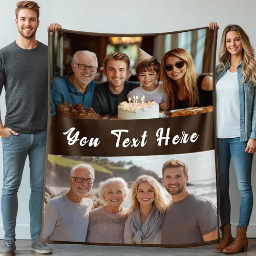 Vista 29 de Mantas personalizadas con 1 foto y texto impreso en Estados Unidos Manta personalizada con imagen de 30 x 40 pulgadas Mantas personalizadas
