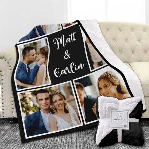 Vista 22 de Manta de Forro Polar Sherpa con Foto Personalizada - Suave, Cálida, Esponjosa - Regalos Personalizados para Parejas, Novio, Novia - Manta con Imagen