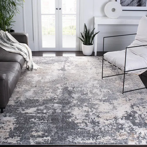 Vista 21 de SAFAVIEH Aston Collection - Alfombra decorativa, 2 x 5 pies, gris claro y gris, diseño abstracto moderno, no desprende pelusa y de fácil cuidado