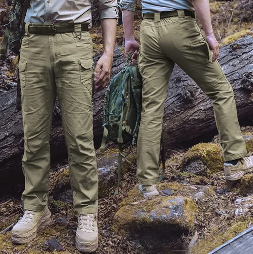 Vista 6 de HYCOPROT Pantalones tácticos para hombre Ripstop repelente al agua, ligeros, casuales, de secado rápido, 10 bolsillos, pantalones de trabajo
