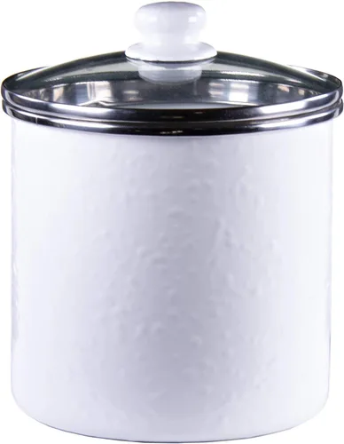 Vista 2 de Golden Rabbit Recipiente esmaltado, 8 tazas, blanco sólido texturizado