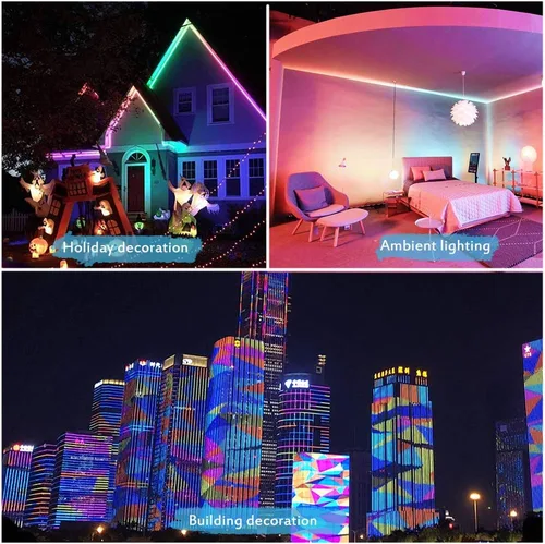 Vista 8 de ALITOVE WS2811 Tira de luz LED RGB direccionable de 24 V, 32.8 pies, 600 LED, color de ensueño programable, luces LED digitales de píxeles, luz