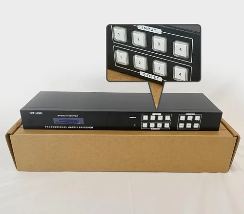 Vista 7 de MT-VIKI Interruptor de matriz HDMI 4K 4x4 con extracción de audio+Web GUI+ remoto, conmutador y divisor de montaje en rack, 4K @30Hz, EDID, RS232