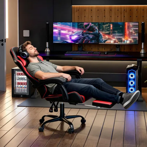 Vista 3 de Magshion Silla de juegos para adultos, silla ergonómica de computadora con reposabrazos de acoplamiento, silla de jugador de altura ajustable