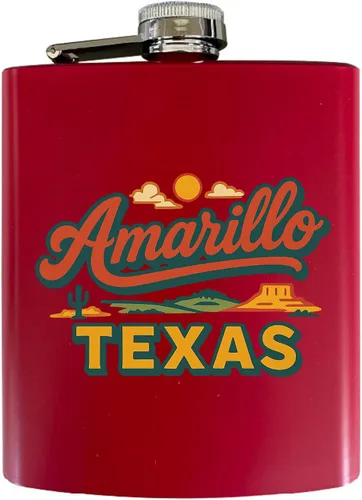 Vista 5 de Amarillo Texas Typographic Design Souvenir 7 oz Stainless Steel Flask with Matte Finish - Black