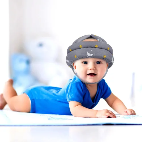 Vista 6 de Simplicity - Casco de seguridad acolchado a prueba de golpes, para bebé o niño pequeño Estrella gris/luna