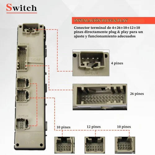 Vista 6 de 15883318 Interruptor de control de ventana del lado del conductor Compatible con 2003-2006 Chevrolet Silverado 1500 2500 3500, 03-06 GMC Yukon