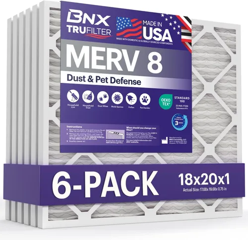 Vista 34 de BNX TruFilter - Filtro de aire MERV 8 de 10 x 10 x 1 pulgadas (paquete de 6) – Fabricado en Estados Unidos – Defensa contra polvo y mascotas