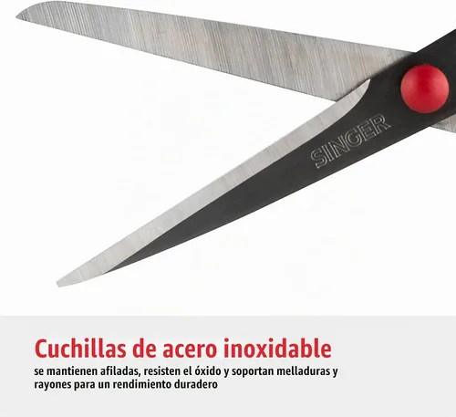 Vista 3 de SINGER Tijeras de tela con agarre cómodo, paquete de 1, rojo y blanco