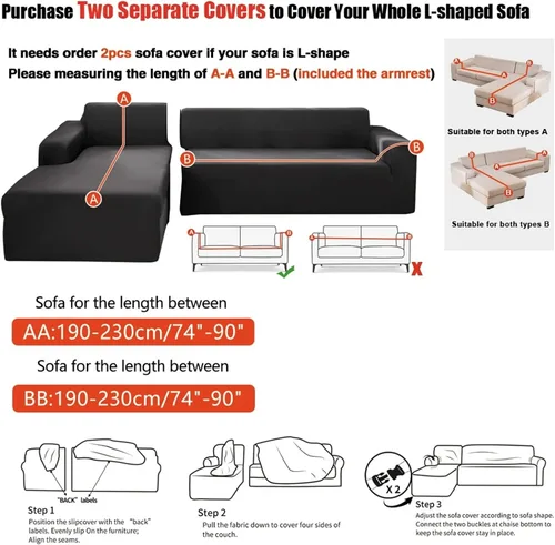 Vista 6 de MIPOPS Funda de sofá, funda de sofá elástica para sofá seccional, protector de muebles para muebles, sofás para mascotas, niños, perros y gatos Rojo