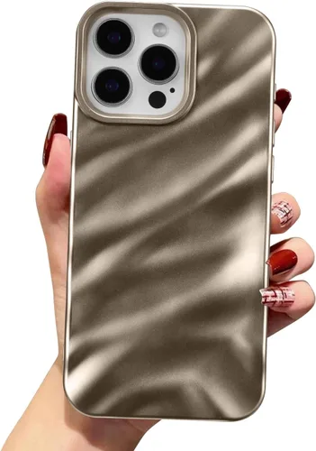Vista 61 de QLTYPRI Funda compatible con iPhone 11, bonita funda con patrón de ondas de agua para niñas y mujeres, delgada, satinada, brillante, suave, de Beige
