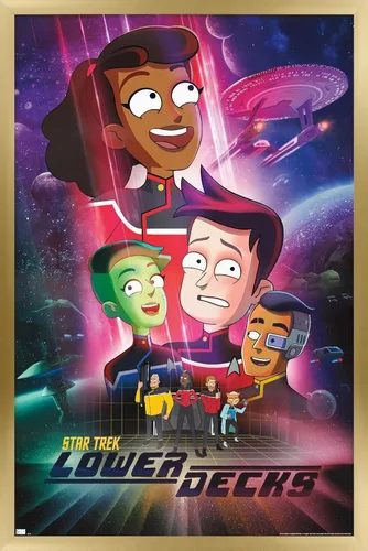 Vista 15 de Star Trek: Lower Decks - Póster de pared de arte clave, 22.4 pulgadas de largo x 14.7 pulgadas de ancho, versión enmarcada de madera de granero
