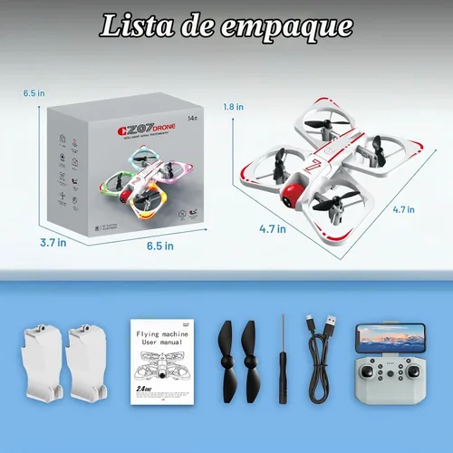 Vista 7 de A ALPHA Drone para niños con cámara 720P, juguete Quadcopter con luces LED