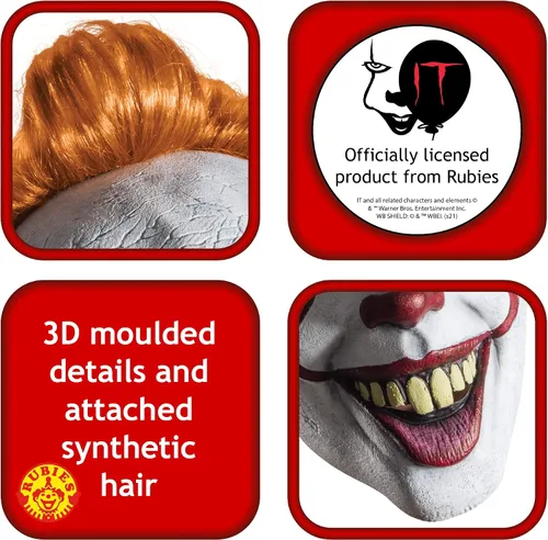 Vista 5 de Máscara para adultos IT Pennywise, Multi