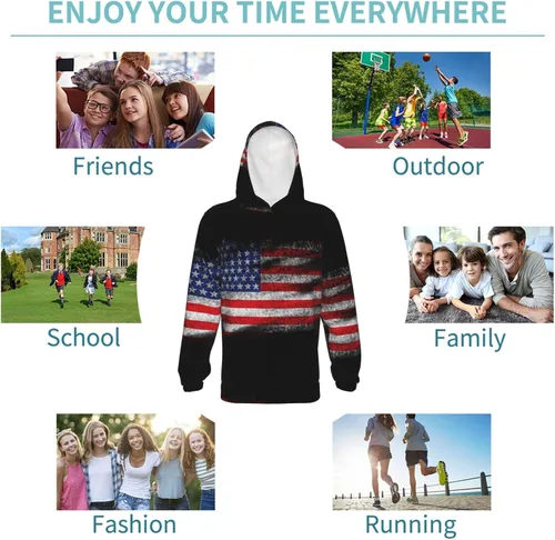 Vista 6 de AuHomea Sudadera de forro polar con capucha de mezcla de algodón, sudadera con capucha de felpa para adolescentes, niños y niñas