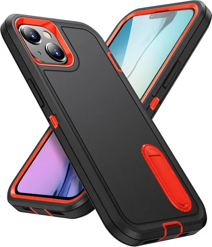 Vista 25 de IDweel Funda para iPhone 15 con soporte, protección resistente a los golpes, antiarañazos, delgada, ligera, protectora resistente, funda rígida
