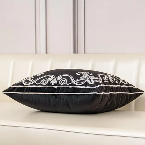 Vista 4 de Aeckself Funda de almohada floral europea de 16 x 16 pulgadas, funda de almohada decorativa bordada de terciopelo de lujo para sofá, dormitorio