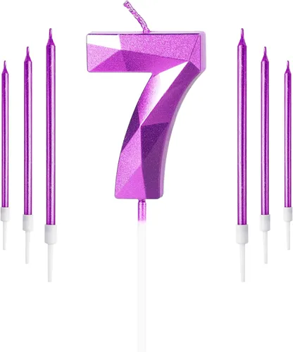 Vista 51 de Vela rosa de cumpleaños número 1 con 6 velas largas, decoraciones de decoración de pastel para fiesta de niña de 1 año, suministros de celebración