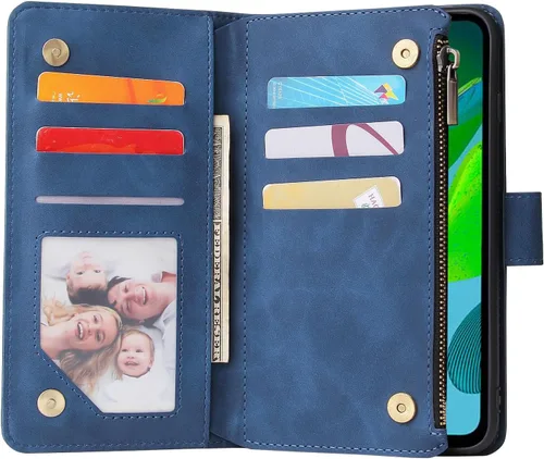 Vista 7 de Asuwish Funda compatible con Motorola Moto E13 y protector de pantalla de vidrio templado, funda de cuero con tapa para tarjetero, accesorios