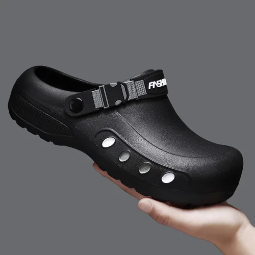 Vista 6 de MEIAGDT Zapatos de chef antideslizantes para hombre, impermeables y a prueba de aceite, con correas ajustables, suaves y cómodos, adecuados