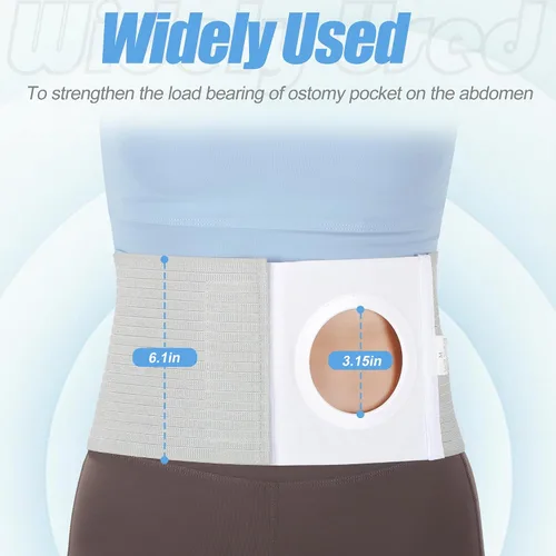Vista 5 de Cinturón ajustable para hernia de ostomía – Cinturón de soporte de estoma transpirable para colostomía e ileostomía – Cuidado posoperatorio, apto