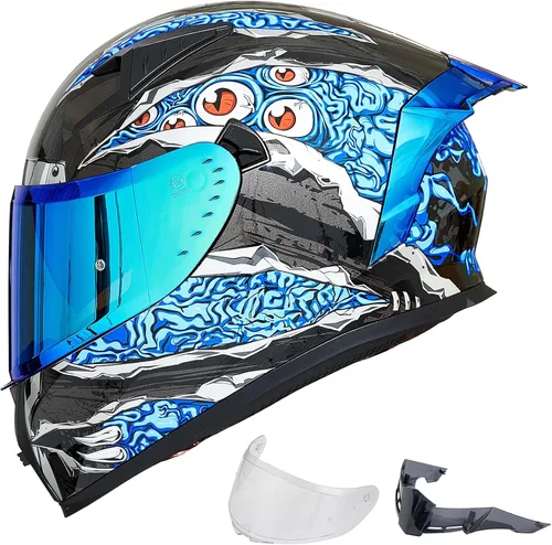 Vista 11 de ILM - Casco completo de motocicleta con Pinlock compatible con viseras y aletas transparentes y tintadas, casco para Street Bike y Motocross