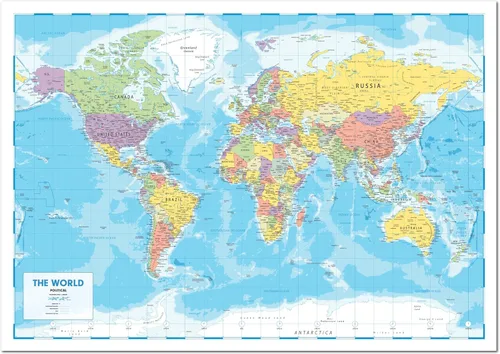 Vista 4 de Póster de mapa del mundo para pared, tamaño grande, 37 x 26 pulgadas, mapa político del mundo de Hambli 2026, borrado para escritura, reverso