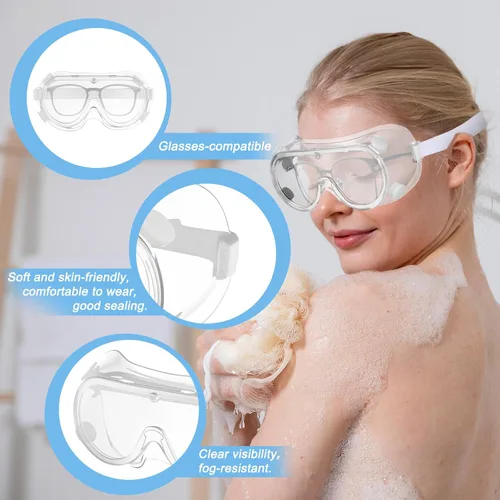 Vista 3 de ElevateTech Protector de pestañas y cejas, protector de gafas de ducha, paquete de 2 protectores de ojos ajustables para la cara y la ducha