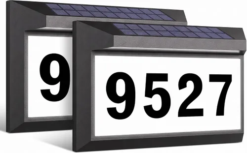 Vista 9 de Letrero solar de dirección, placa de dirección iluminada para exteriores, impermeable, números de dirección iluminados, números de casa