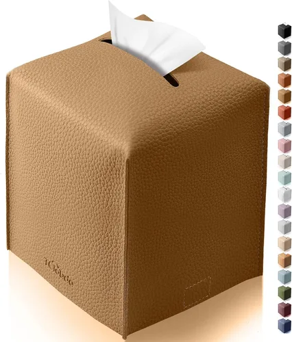 Vista 33 de Funda cuadrada para caja de pañuelos de piel sintética moderna para decoración creativa, paquete de 2, ideal para baños, oficina, coche, mesita
