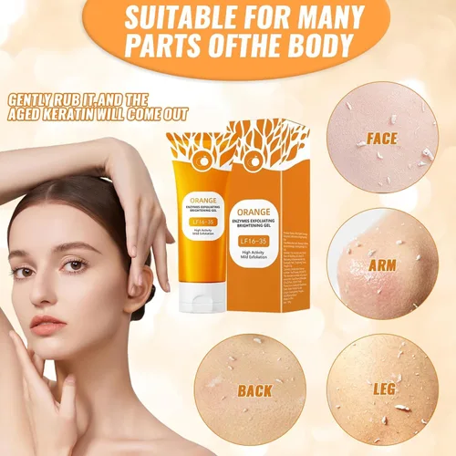 Vista 5 de Gel exfoliante naranja – Gel exfoliante de enzima naranja para cara y cuerpo, exfoliante de limpieza profunda para desatascar los poros, eliminar