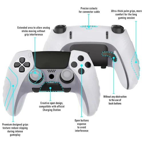 Vista 47 de PlayVital Guardian Edition Anti-Slip Ergonomic Silicone Cover Case for ps5 Edge Controller, Soft Rubber Protector Skin for ps5 Edge Wireless