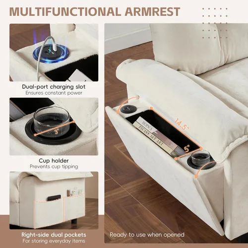 Vista 63 de Sofá modular moderno en forma de U de 115 pulgadas, juego de sofás tapizados grandes con asiento de almacenamiento, sofá cama convertible con diván
