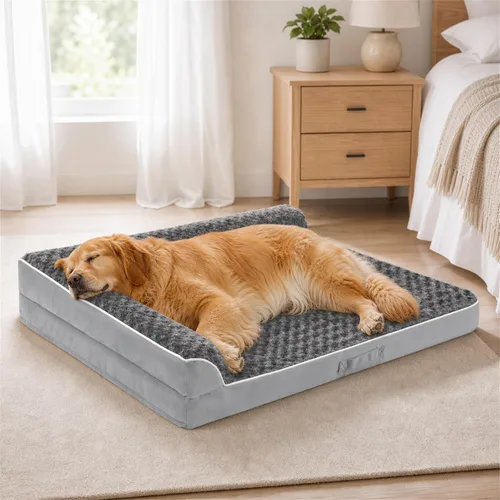 Vista 14 de Cama para perros de tamaño grande, cama ortopédica para perros grandes, cama impermeable para mascotas con funda extraíble lavable, sofá