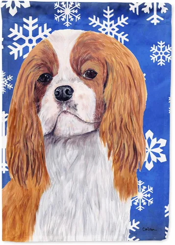 Vista 144 de Caroline's Treasures SC9374GF Bulldog English Snow flakes Holiday Garden Flag Buzón Bandera decorativa para patio exterior, patio, obras de arte