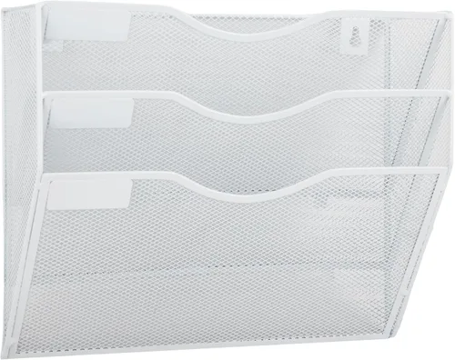 Vista 18 de EASEPRES Organizador de archivos de malla de 3 bolsillos para colgar en la pared, carpeta de papel para correo montada en la pared, organizador