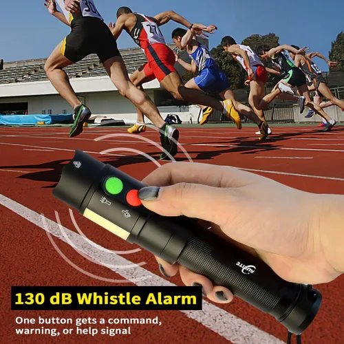 Vista 2 de Linterna electrónica de la varita del silbato para el tráfico, entrenamiento USB C y recargable magnético, luz COB, base de imanes
